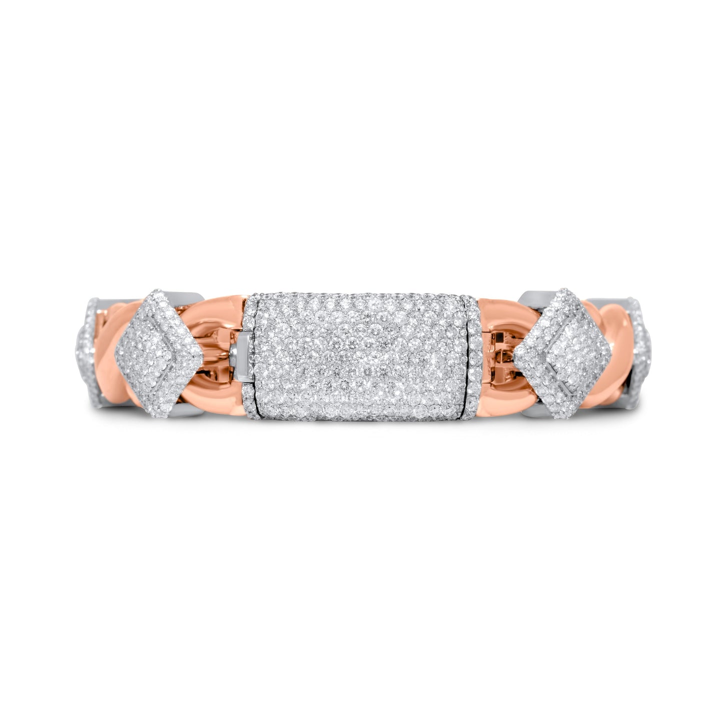 10k Solid Gold Square Infinity Link Diamond Bracelet 8.19ctw