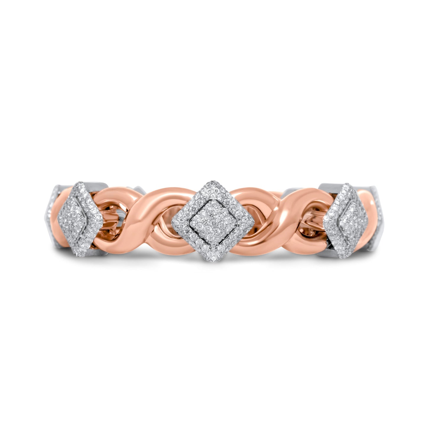 10k Solid Gold Square Infinity Link Diamond Bracelet 8.19ctw