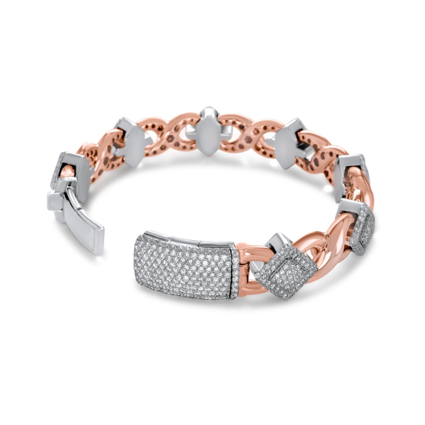 10k Solid Gold Square Infinity Link Diamond Bracelet 8.19ctw