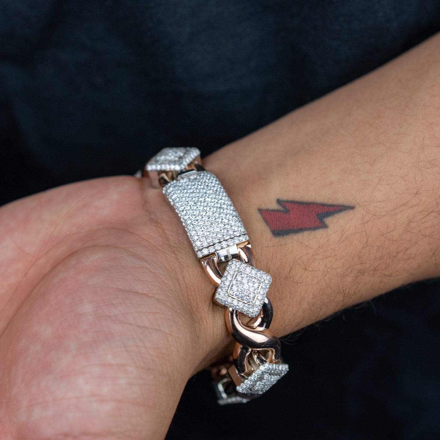 10k Solid Gold Square Infinity Link Diamond Bracelet 8.19ctw