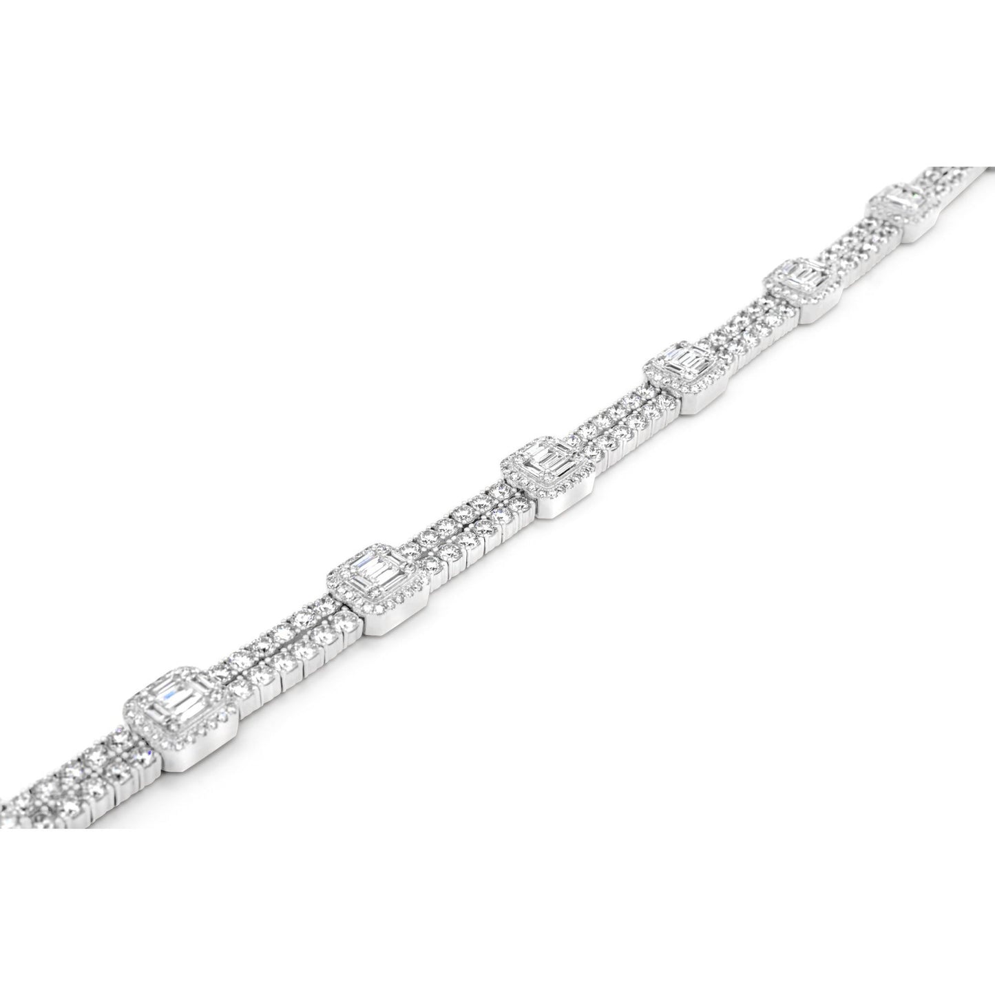 14k Gold Baguette & Round Diamond Tennis Bracelet 13.5ctw