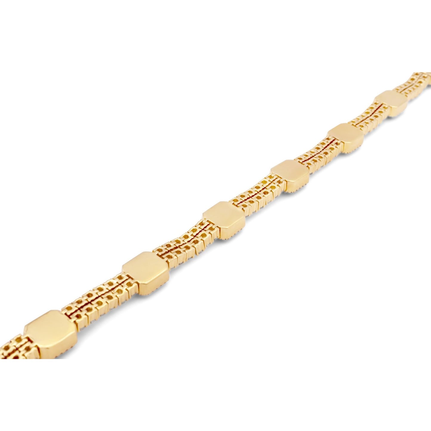 14k Gold Baguette & Round Diamond Tennis Bracelet 13.5ctw