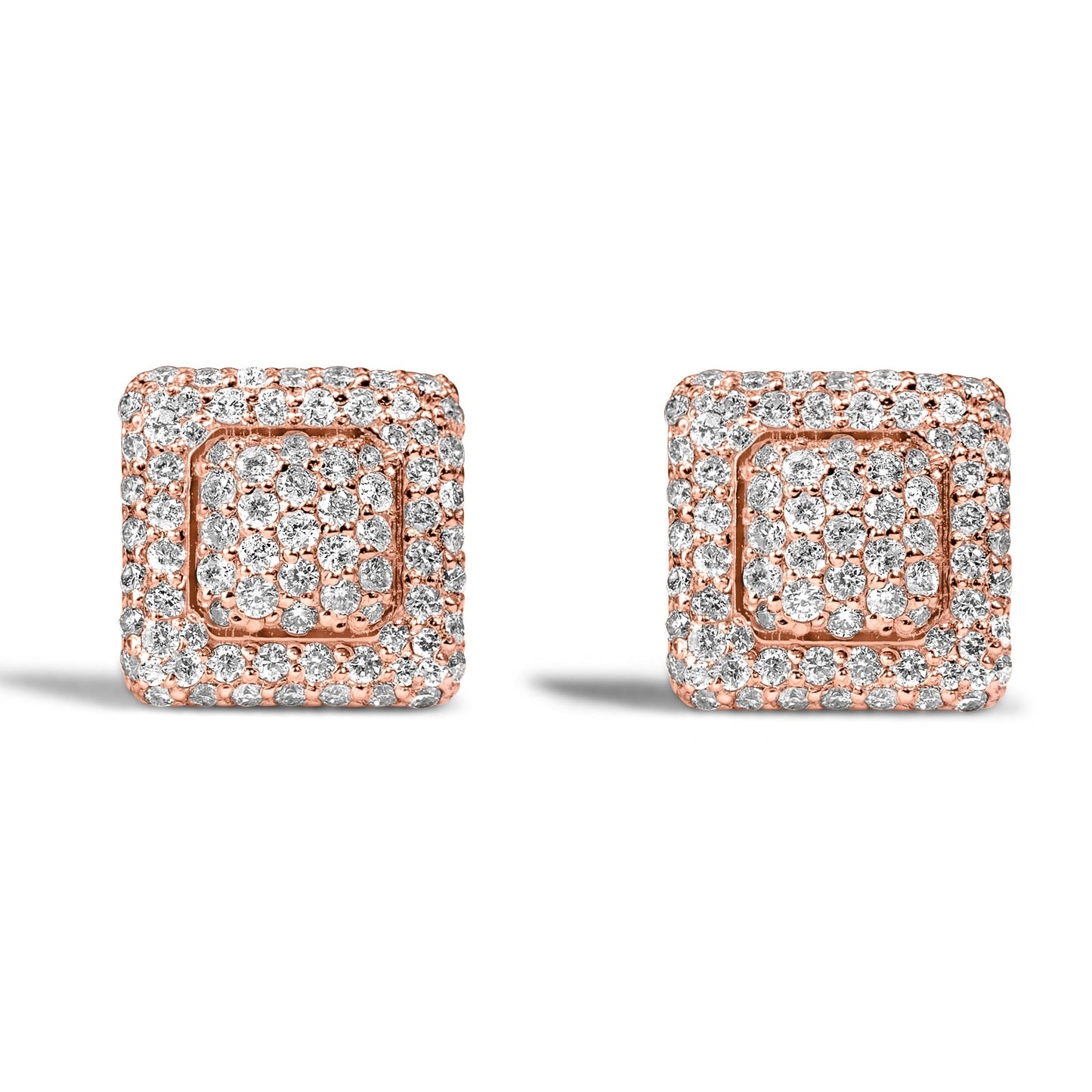 10k White Gold Square Earrings 1.75ctw