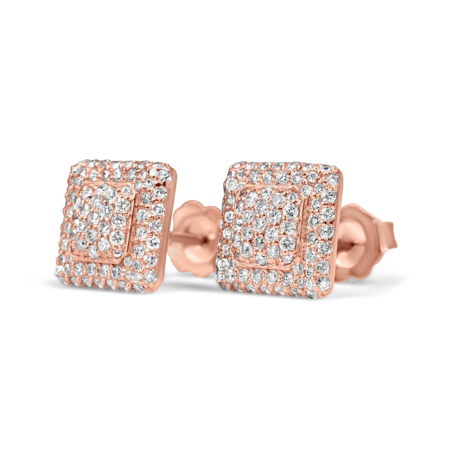 10k White Gold Square Earrings 1.75ctw