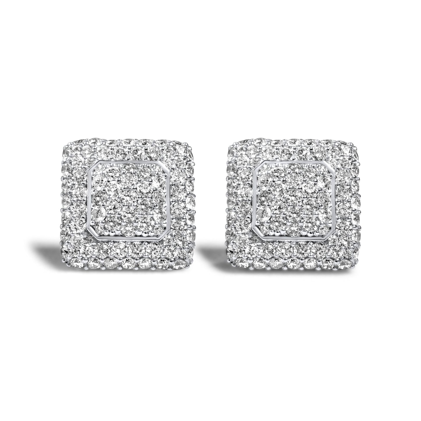 10k White Gold Square Earrings 0.75ctw