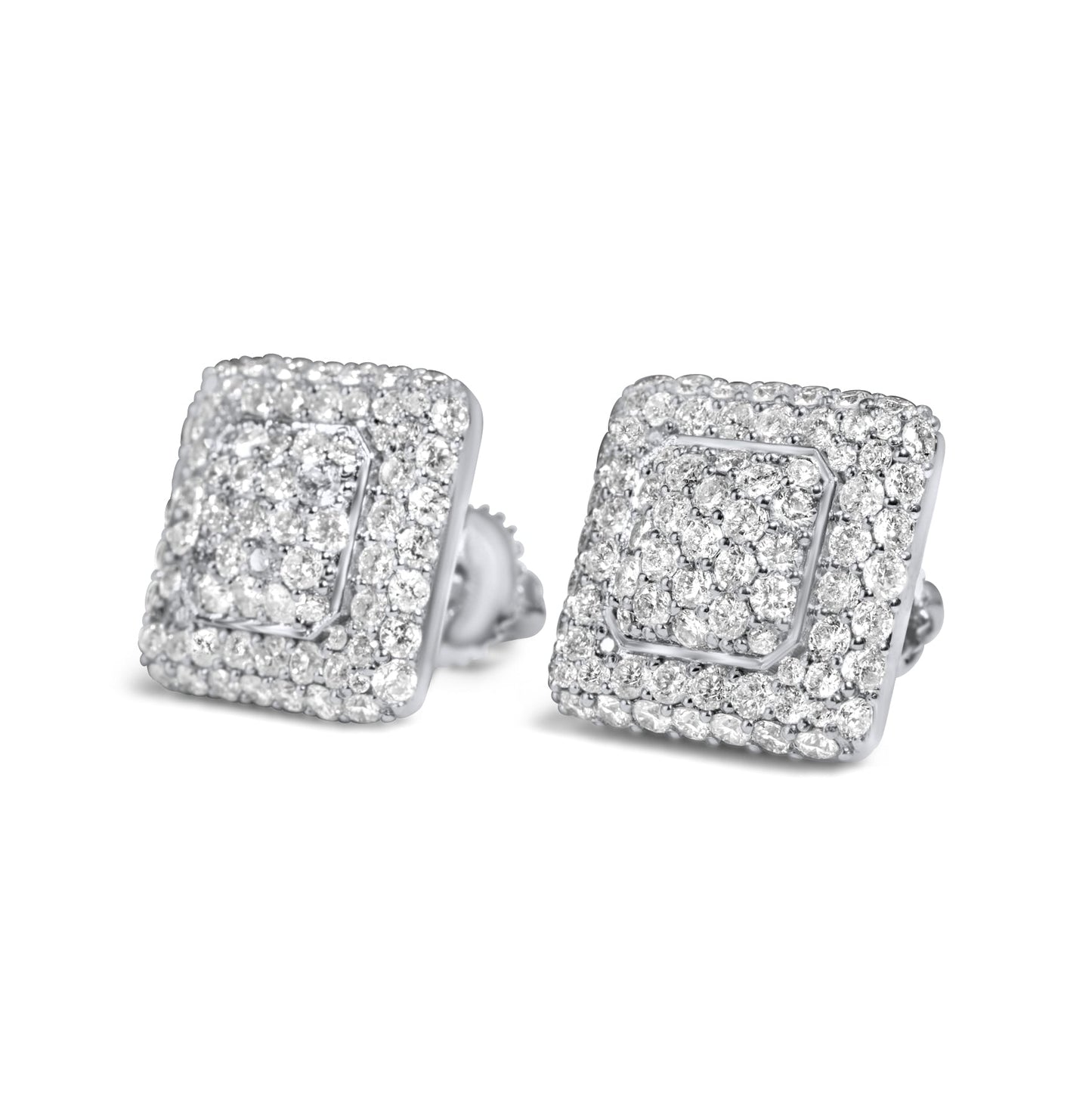 10k White Gold Square Earrings 0.75ctw