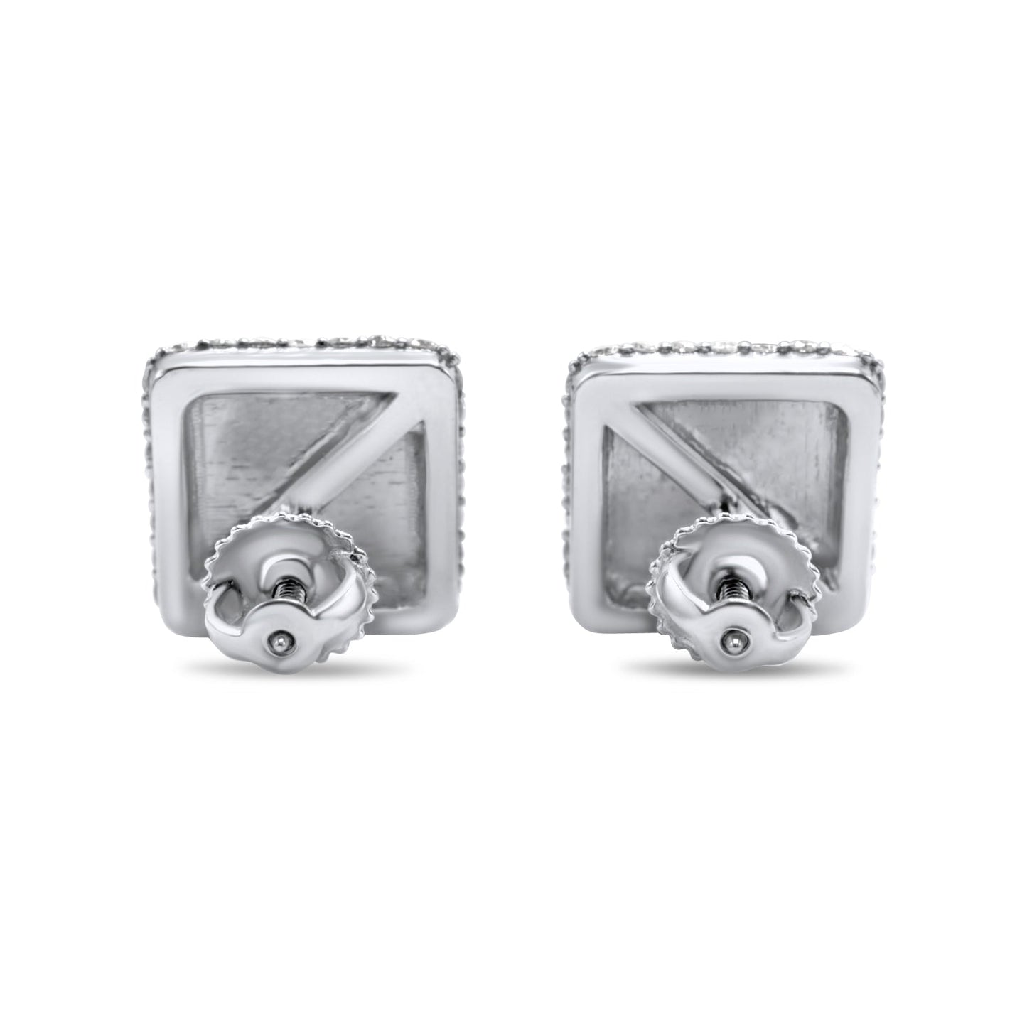 10k White Gold Square Earrings 0.75ctw