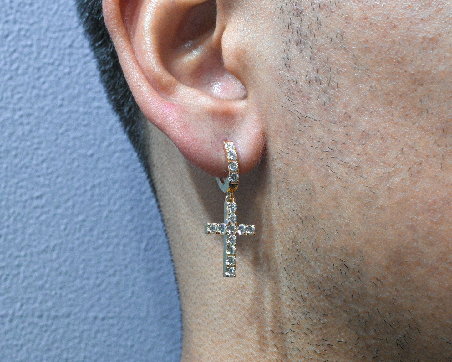 14K Yellow Gold Diamond Cross Earrings 2.00 ctw