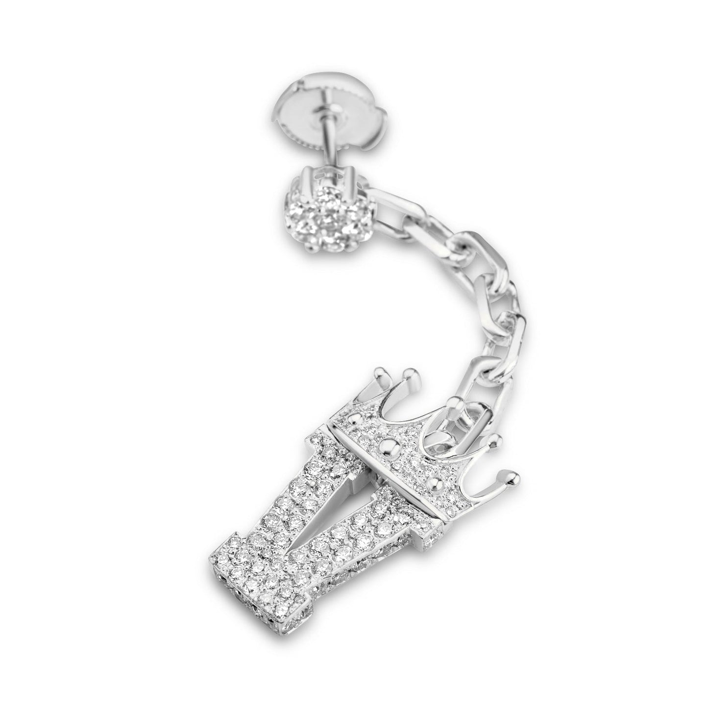 14K White Gold Diamond Customizable Dangle Earring 2.00 CTW