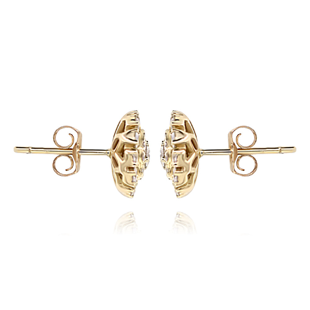 14K Yellow Gold Diamond Cluster Earrings 1.07ctw
