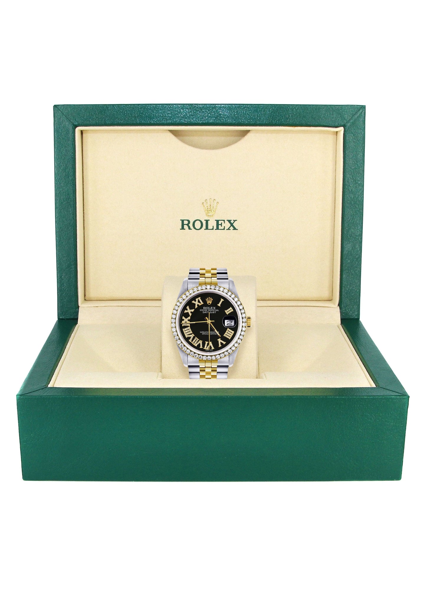 Womens Rolex Datejust Watch 16233 | 36Mm | Black Roman Dial | Jubilee Band