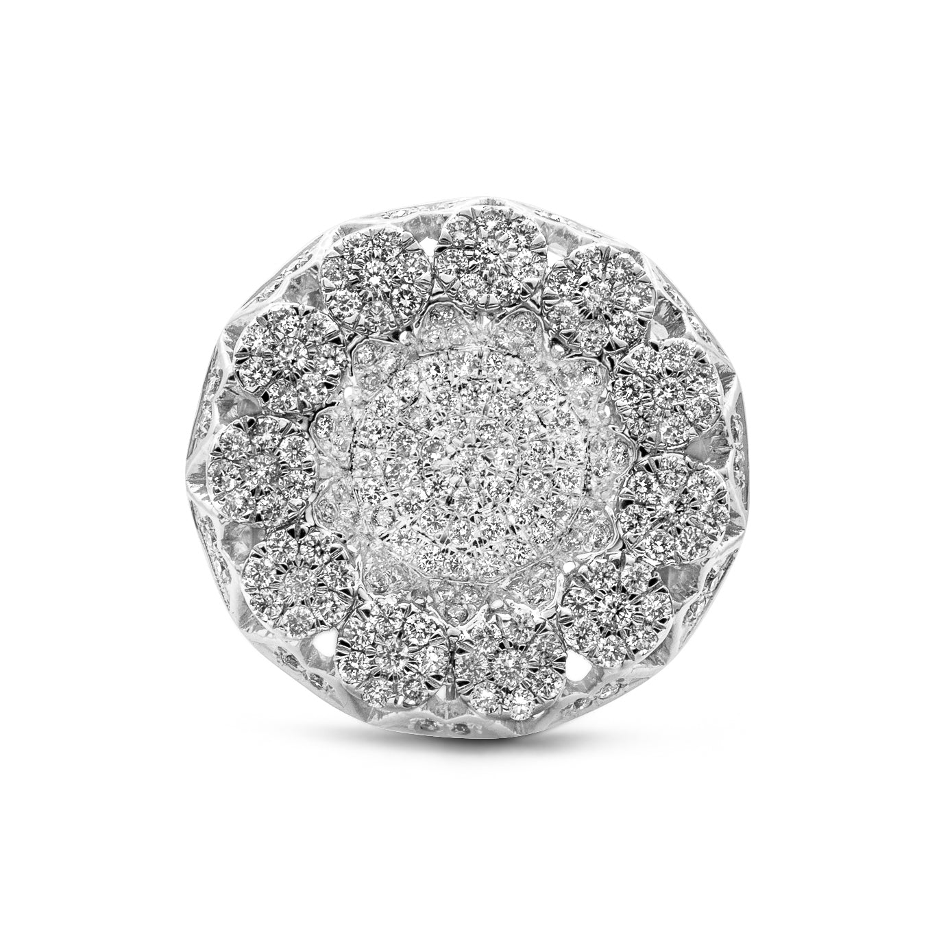 14k Solid Gold Signet Cluster Diamond Ring 1.75ctw
