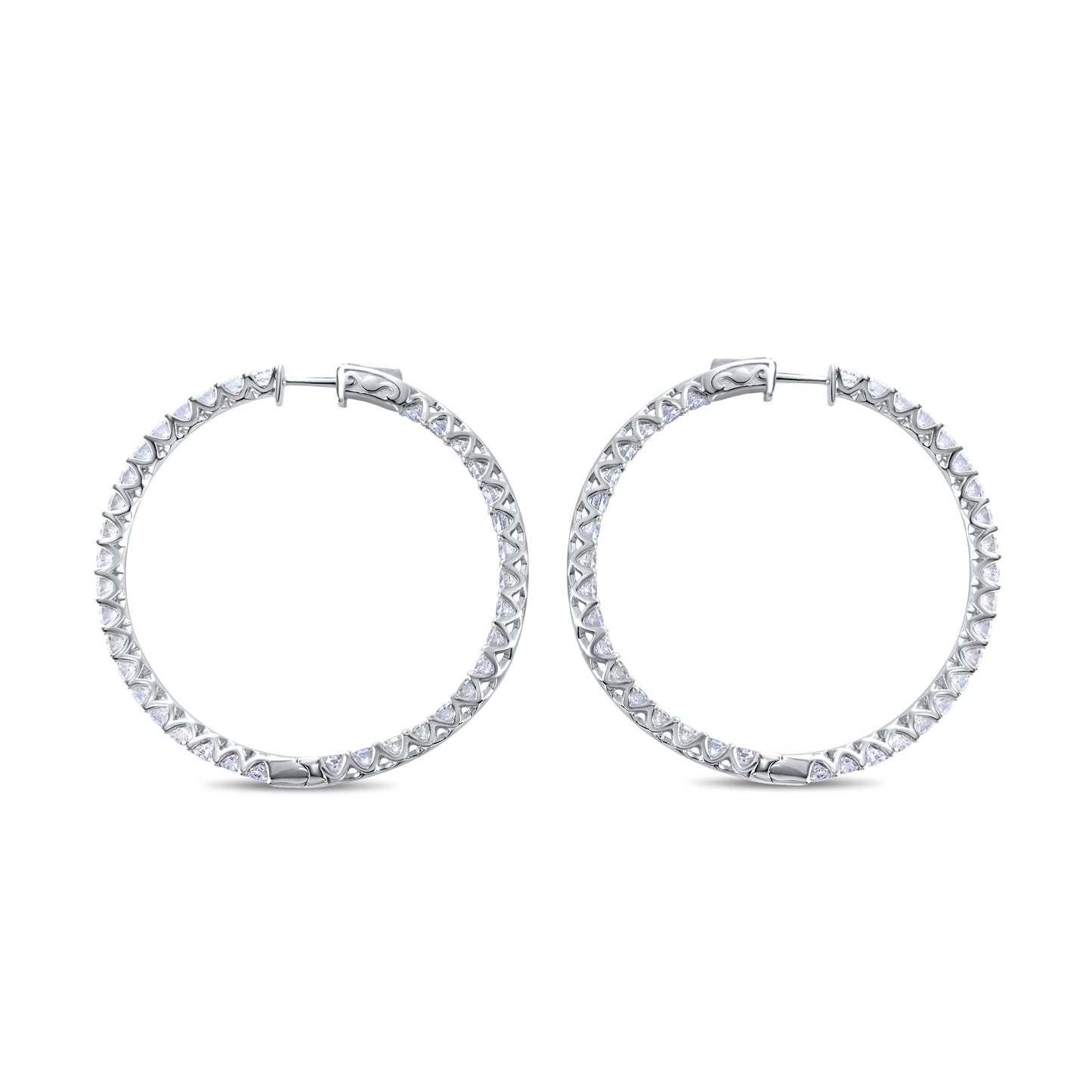 14k White Gold Diamond Hoop Earrings 11.02 ctw