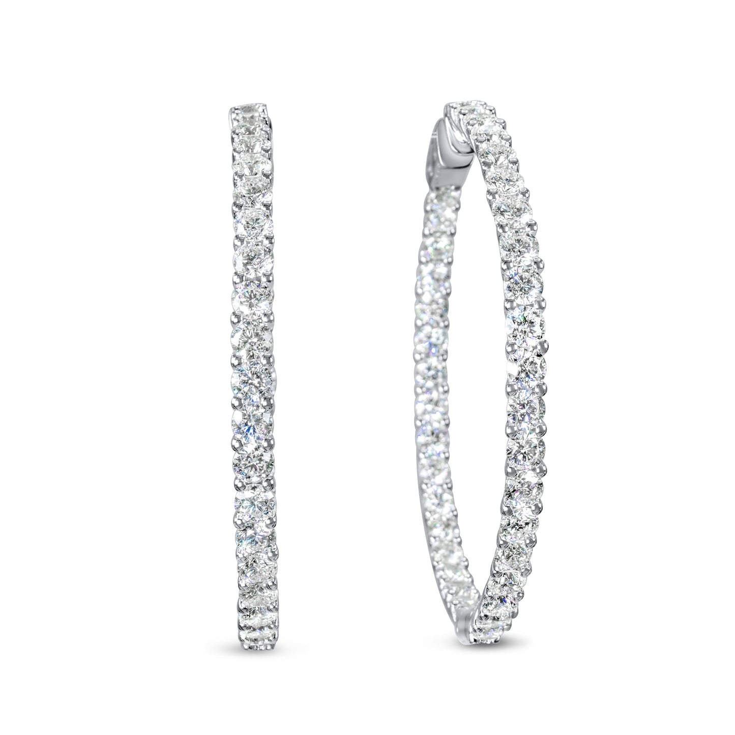14k White Gold Diamond Hoop Earrings 11.02 ctw