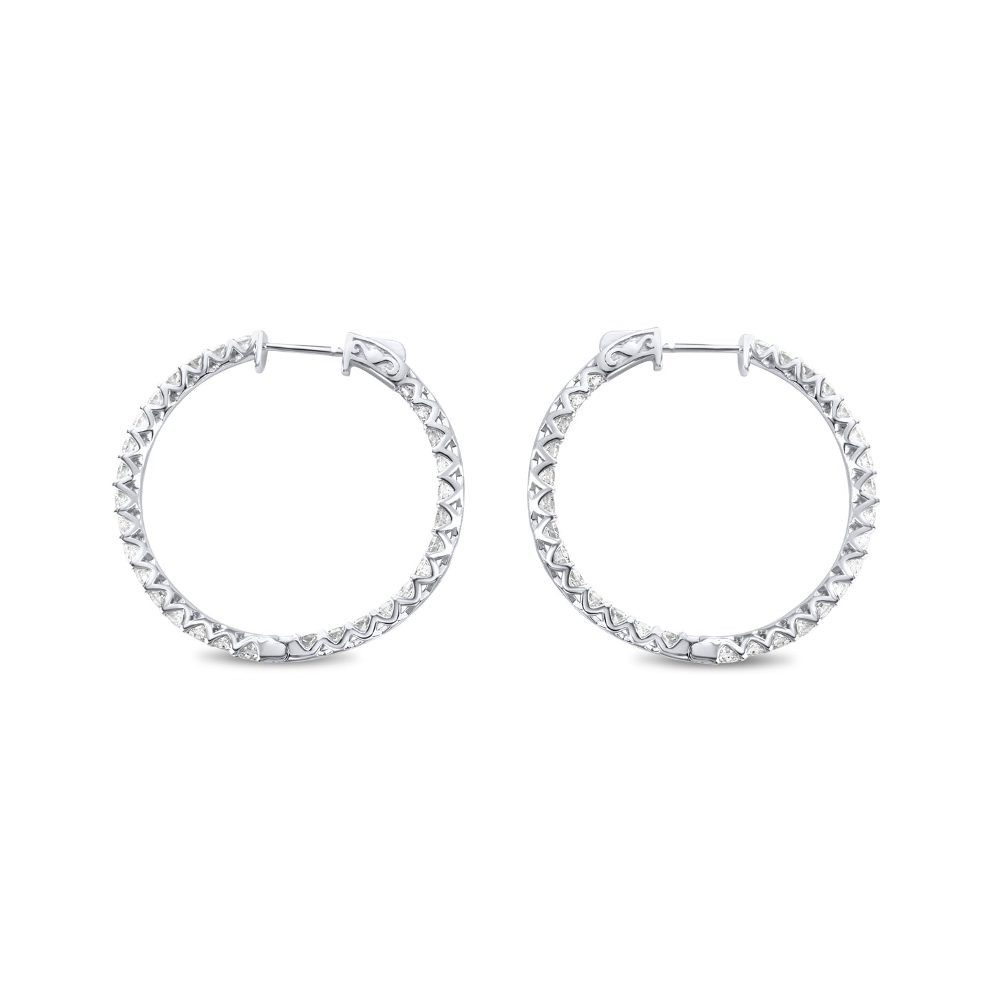 14k White Gold Diamond Hoop Earrings 5.36 ctw