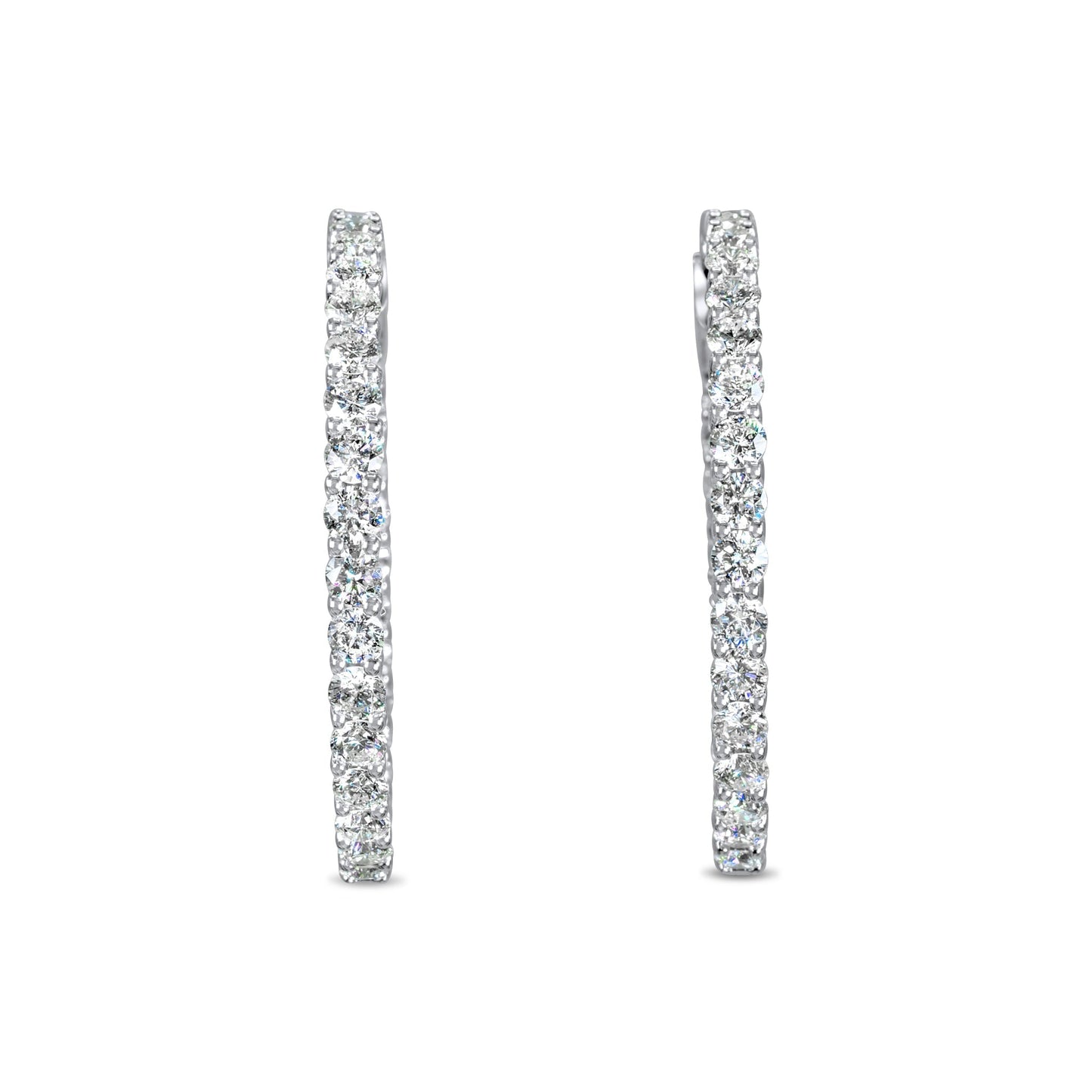 14k White Gold Diamond Hoop Earrings 5.36 ctw