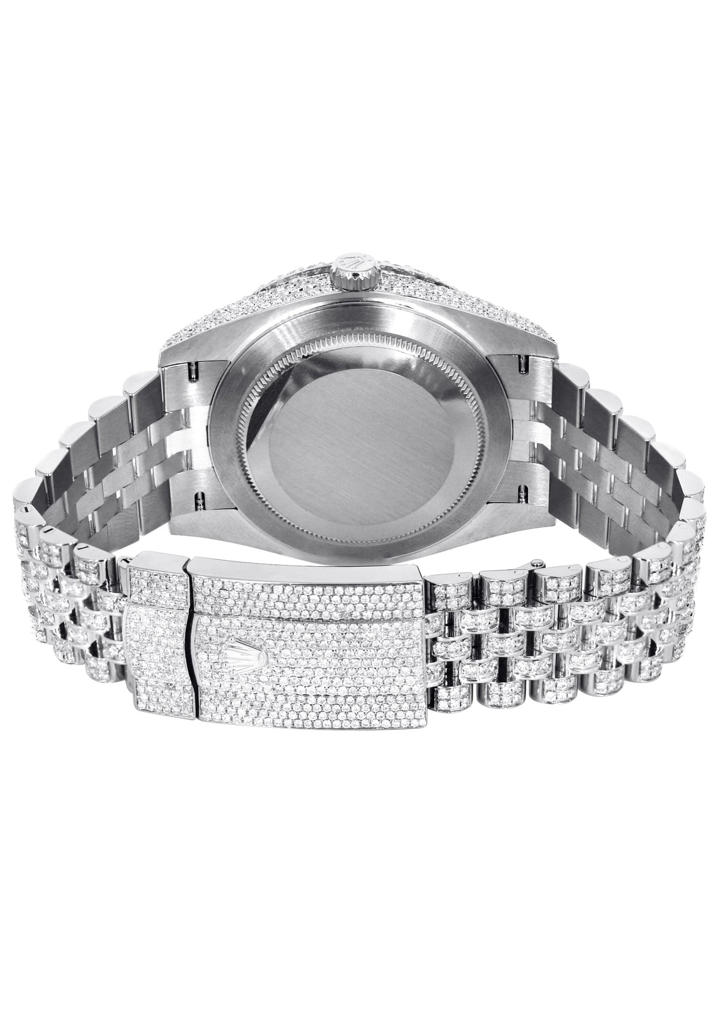 Womens Diamond Iced Out Rolex Datejust 41 | 25 Carats Of Diamonds | Custom Roman Numeral Diamond Dial | Two Row | Jubilee Band