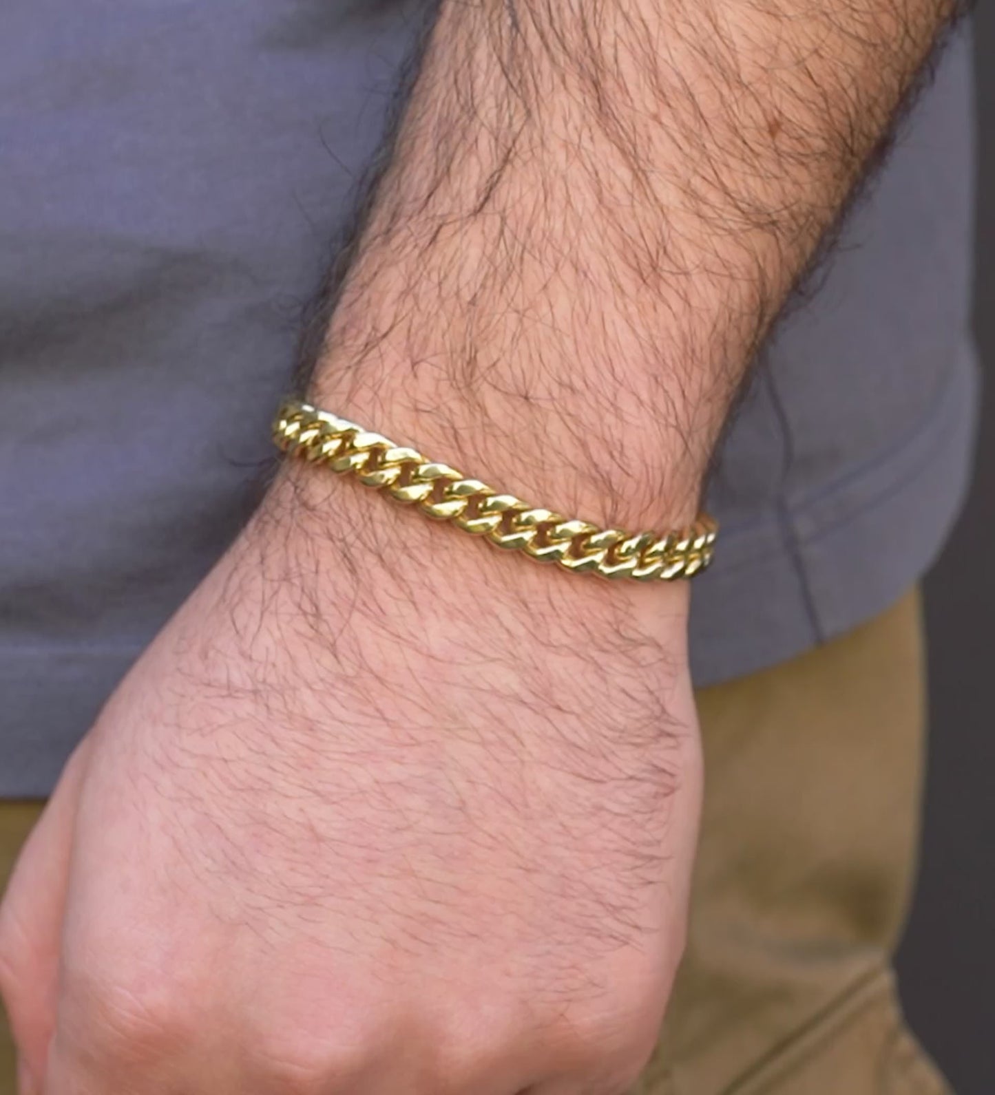 14K Hollow Yellow Gold Miami Cuban Link Bracelet 8mm