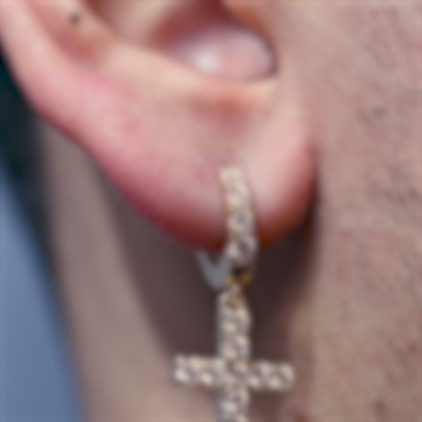 14K Yellow Gold Diamond Cross Earrings 2.00 ctw