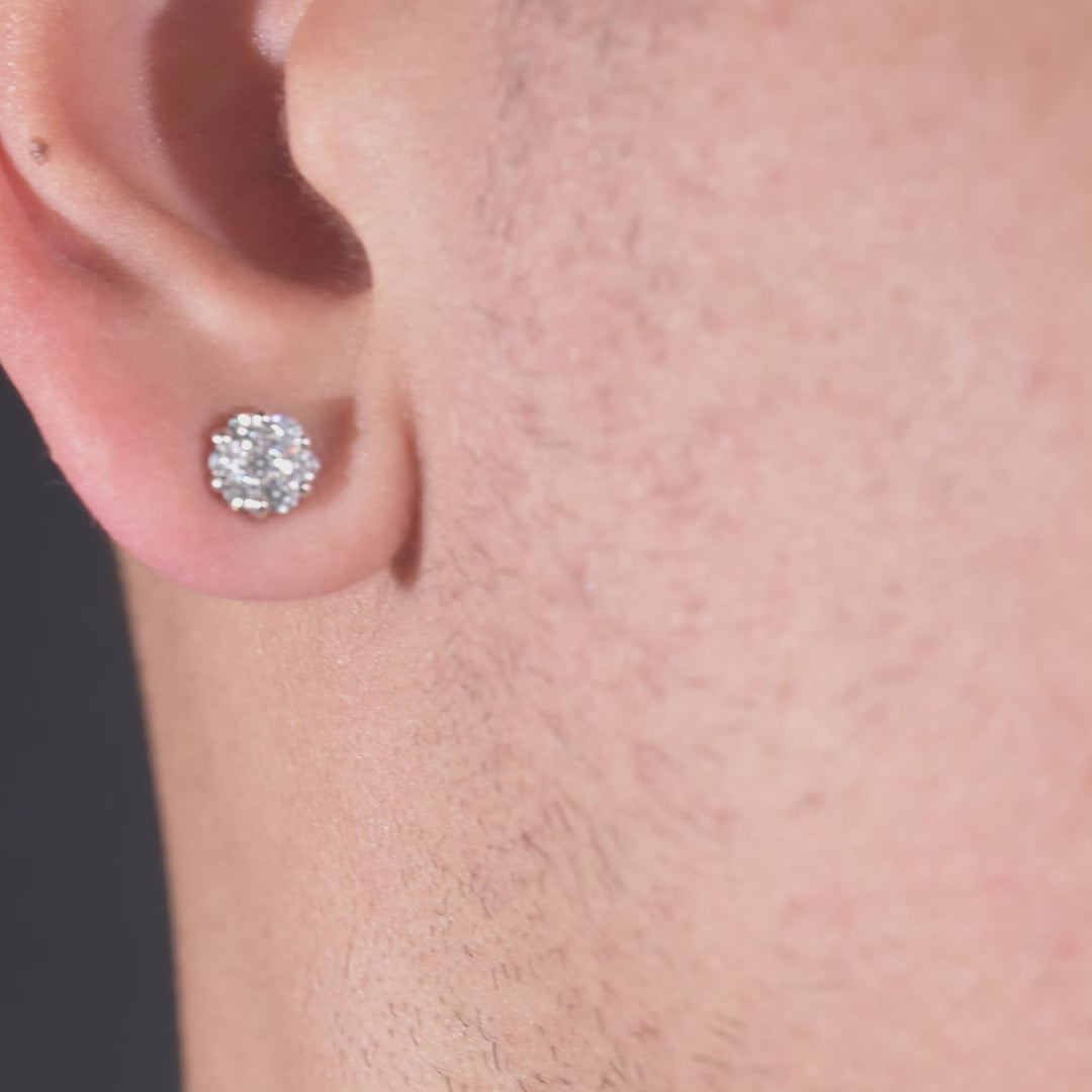 14K White Gold Cluster Earrings 0.65 ctw