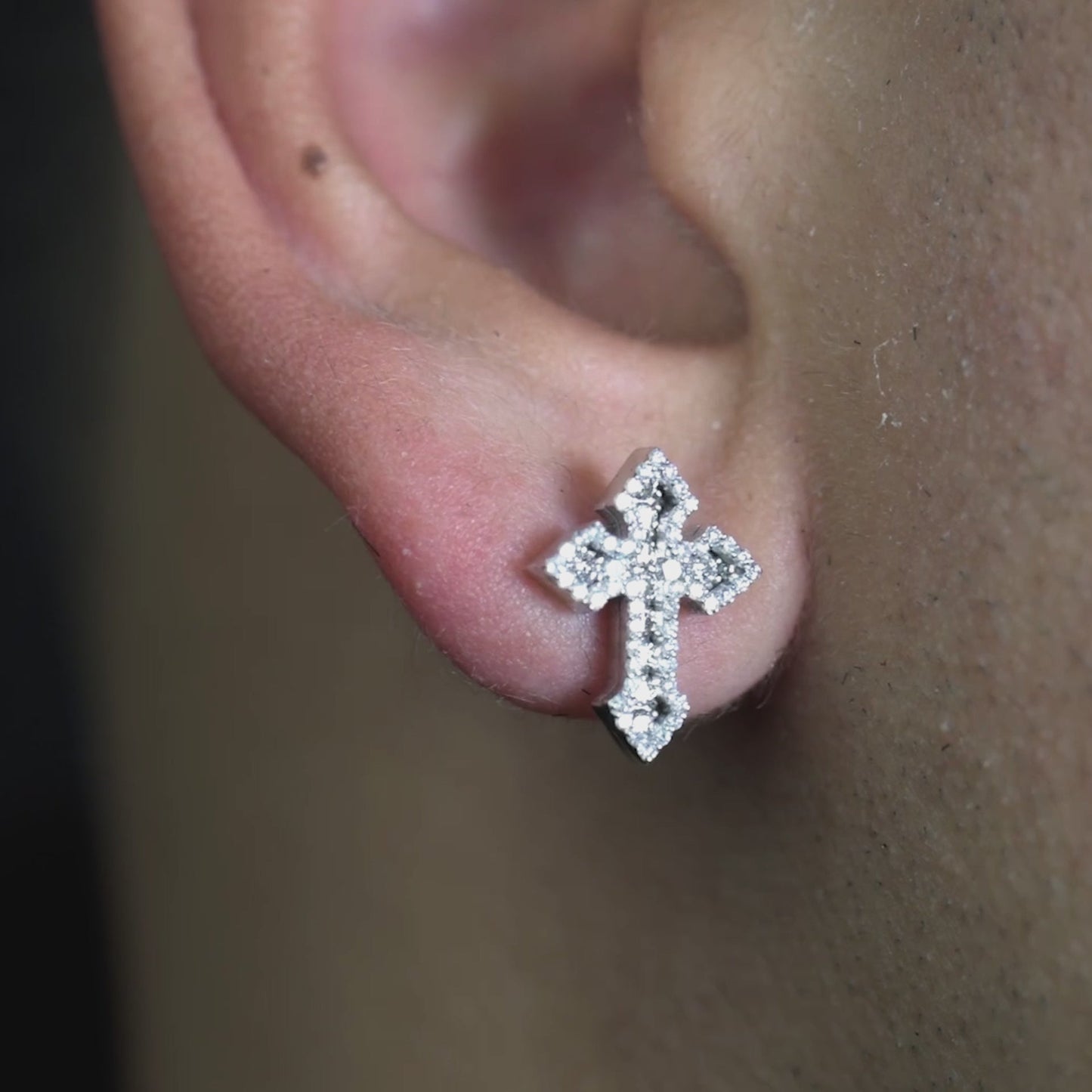 10K Gold Diamond Cross Earrings 0.70 ctw