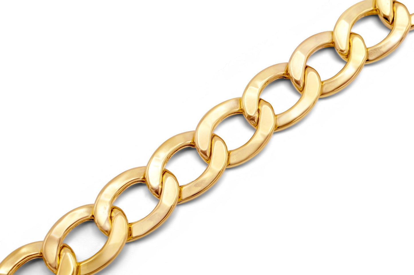 10k Hollow Yellow Gold Flat Cuban Link Bracelet 11.03mm