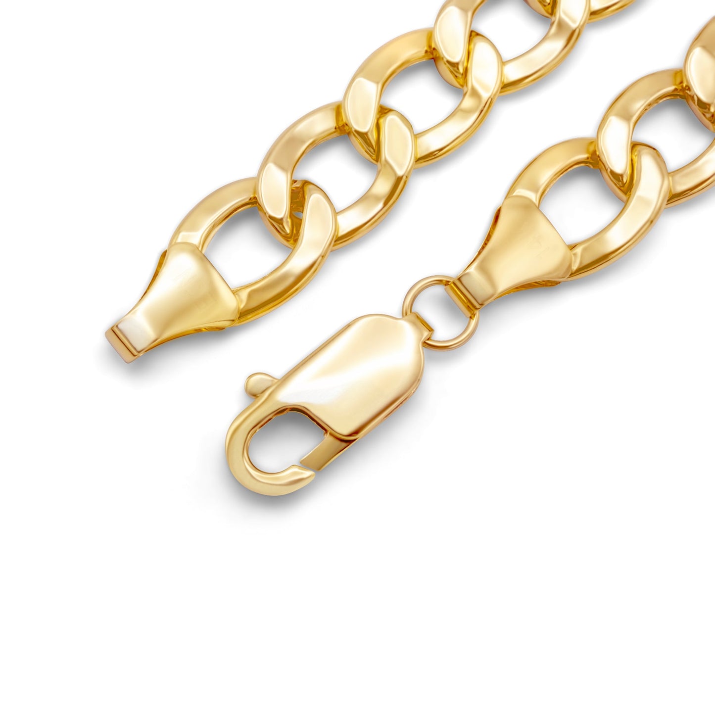 10k Hollow Yellow Gold Flat Cuban Link Bracelet 11.03mm