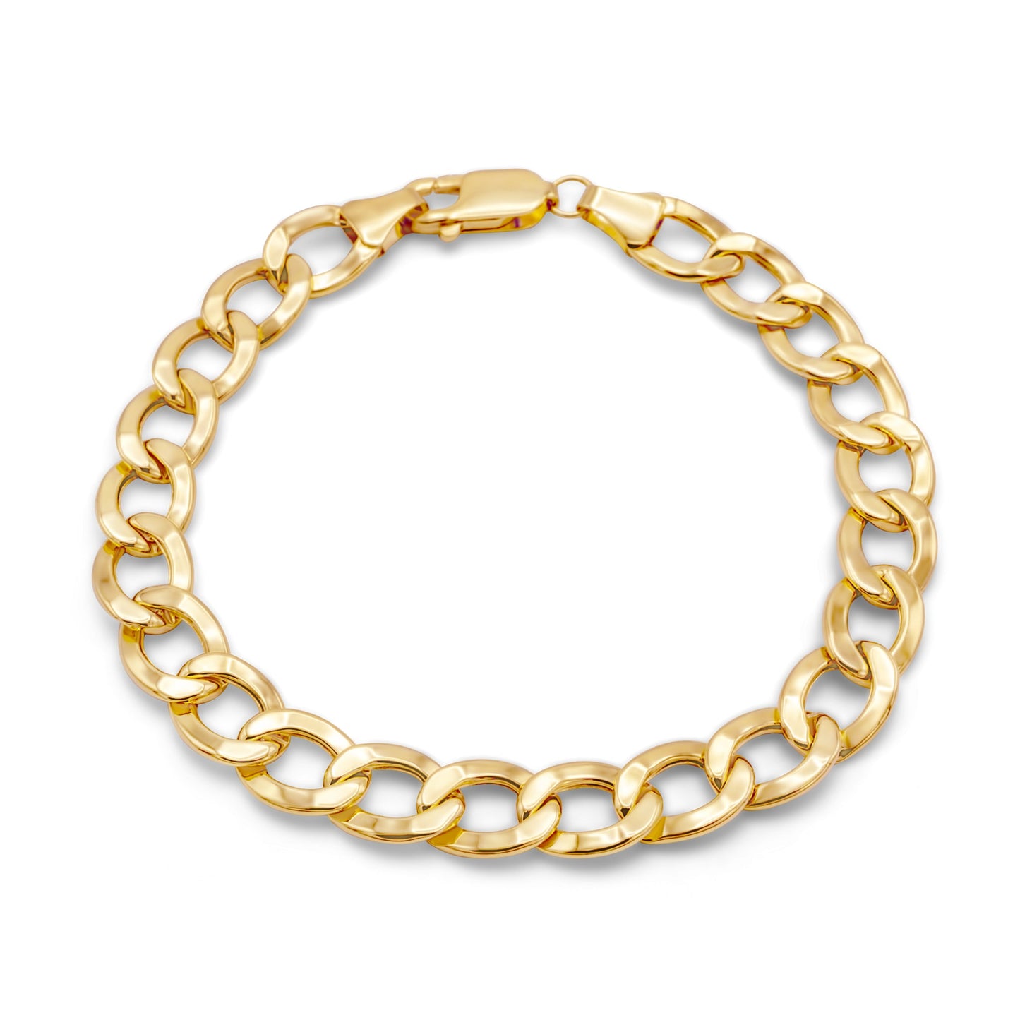 10k Hollow Yellow Gold Flat Cuban Link Bracelet 11.03mm