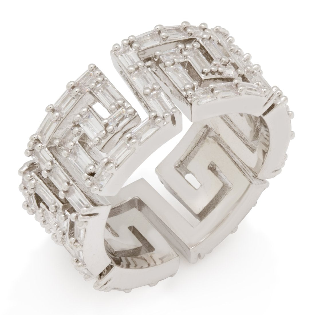 Iced Greek Key Ring