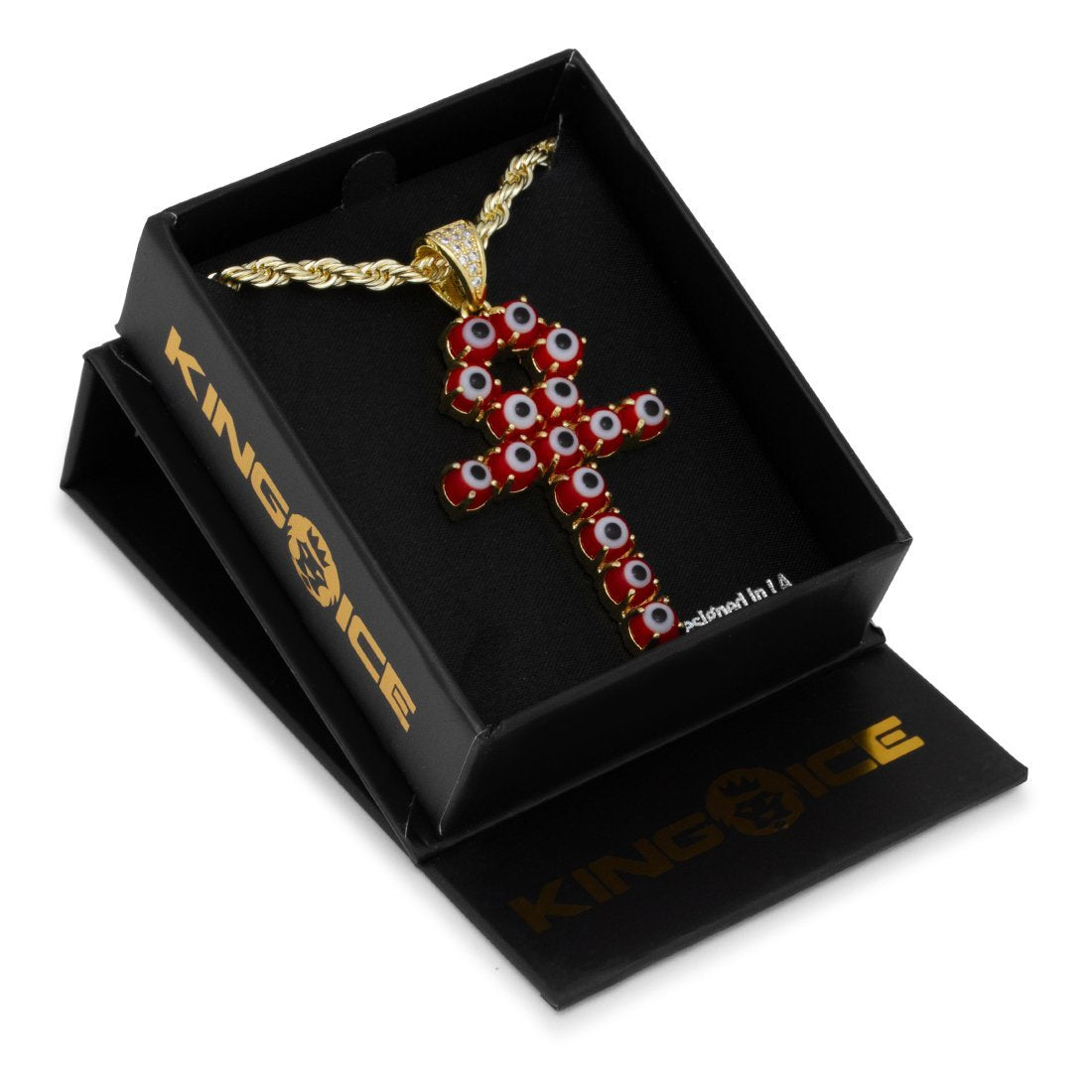 Red Evil Eye Ankh Cross Necklace