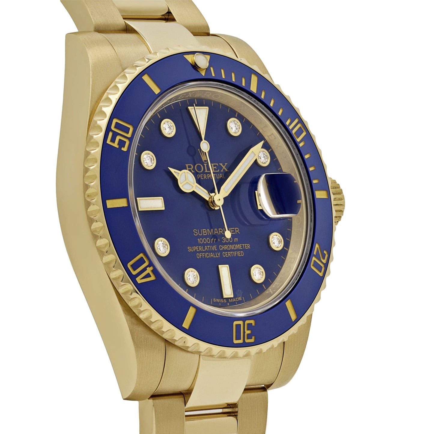 Rolex Submariner Date 116618LB Yellow Gold Blue Diamond Dial (2018)