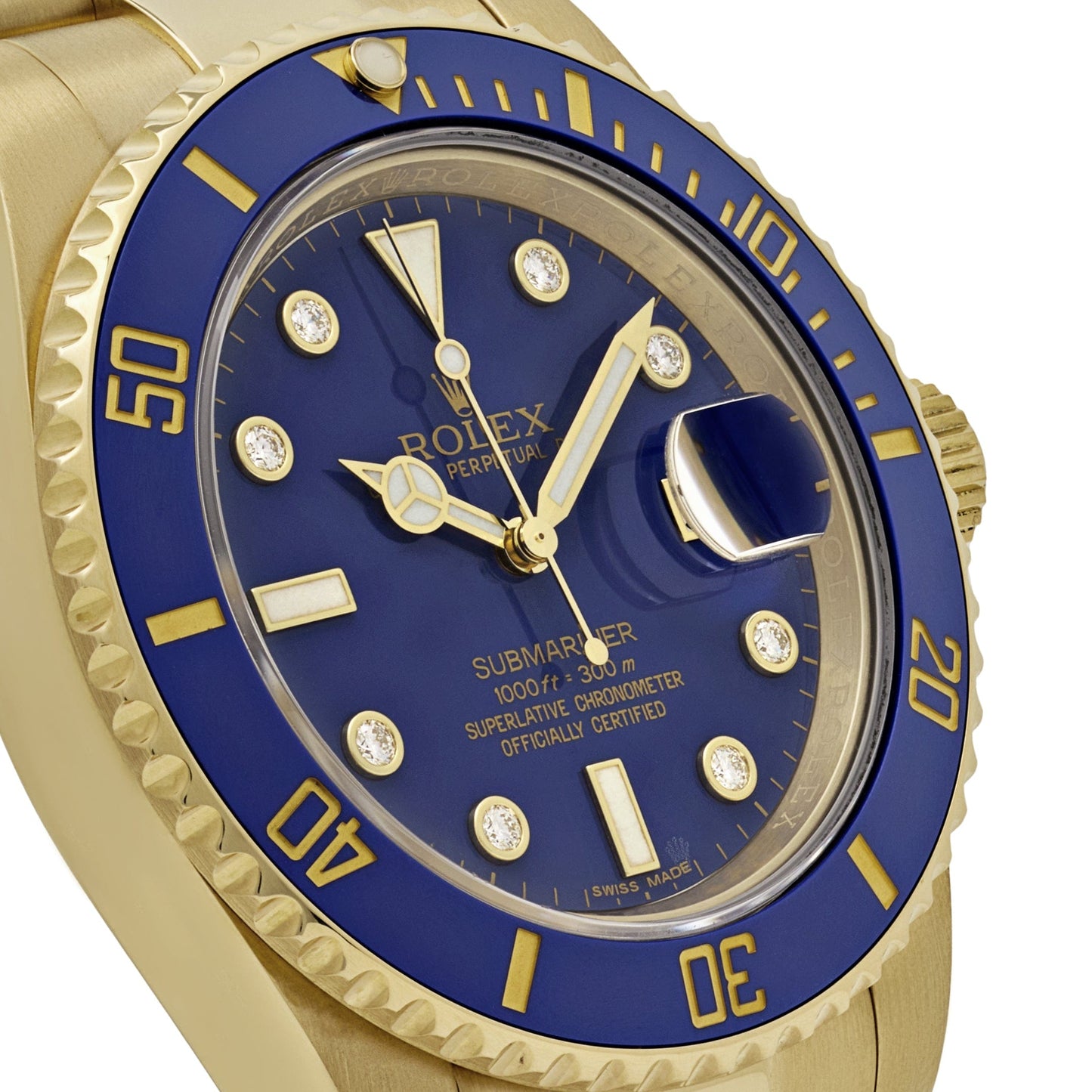 Rolex Submariner Date 116618LB Yellow Gold Blue Diamond Dial (2018)