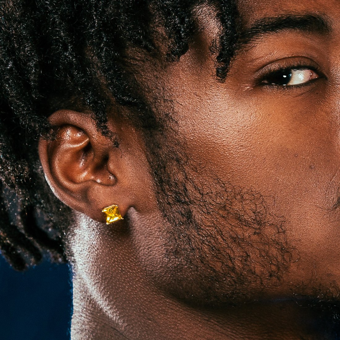 Yellow Princess-Cut Stud Earrings