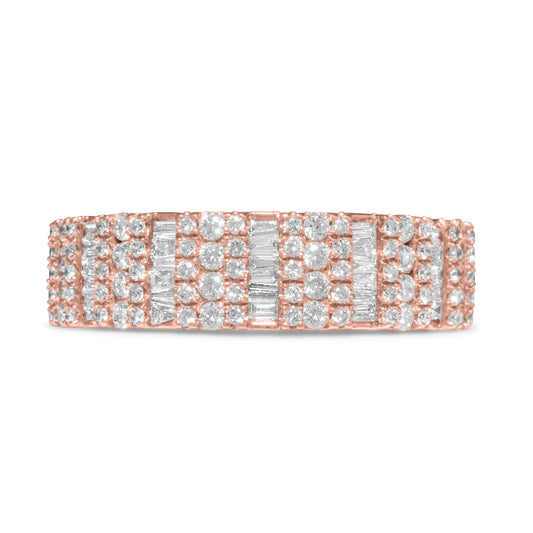 10k Rose Gold Diamond Baguette Ring 1.10 CTW