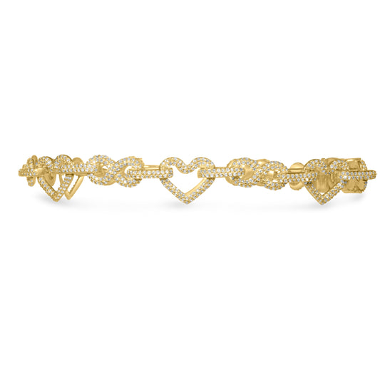 10k Yellow Gold Diamond Heart Bracelet 1.81 ctw