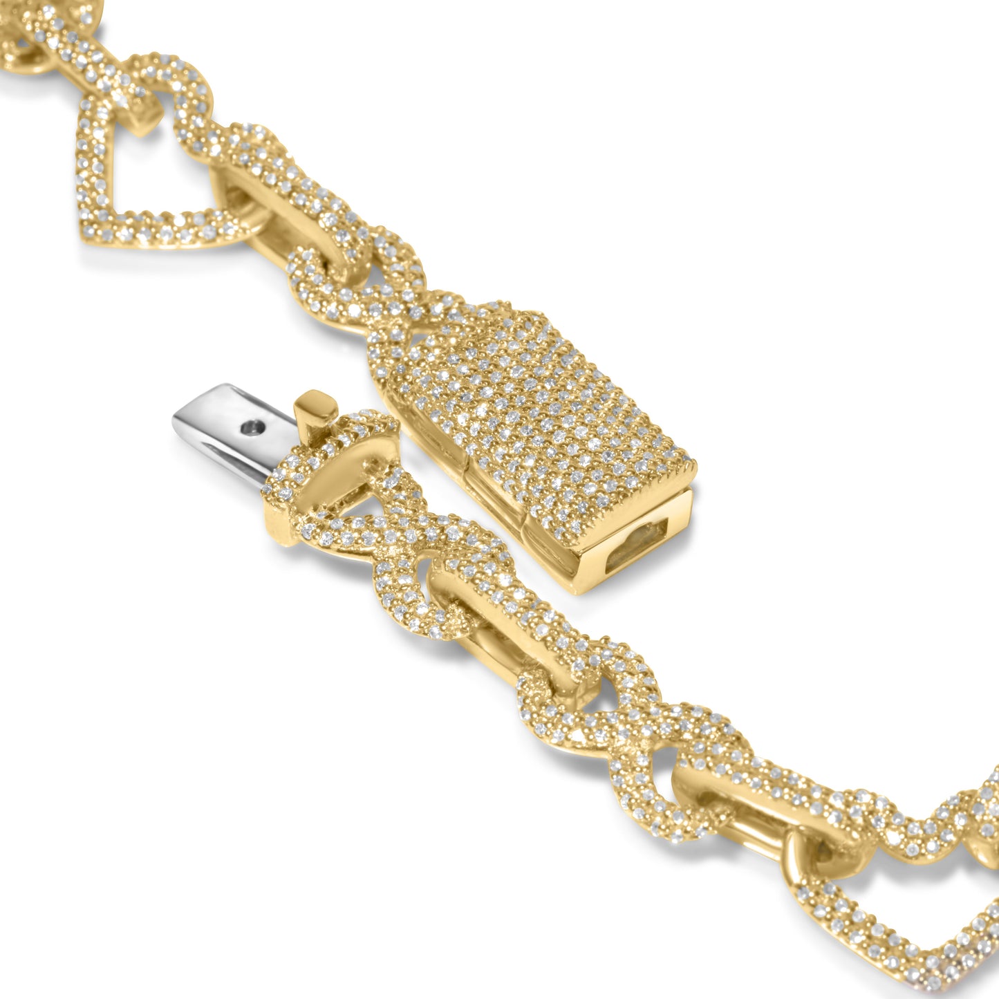 10k Yellow Gold Diamond Heart Bracelet 1.81 ctw
