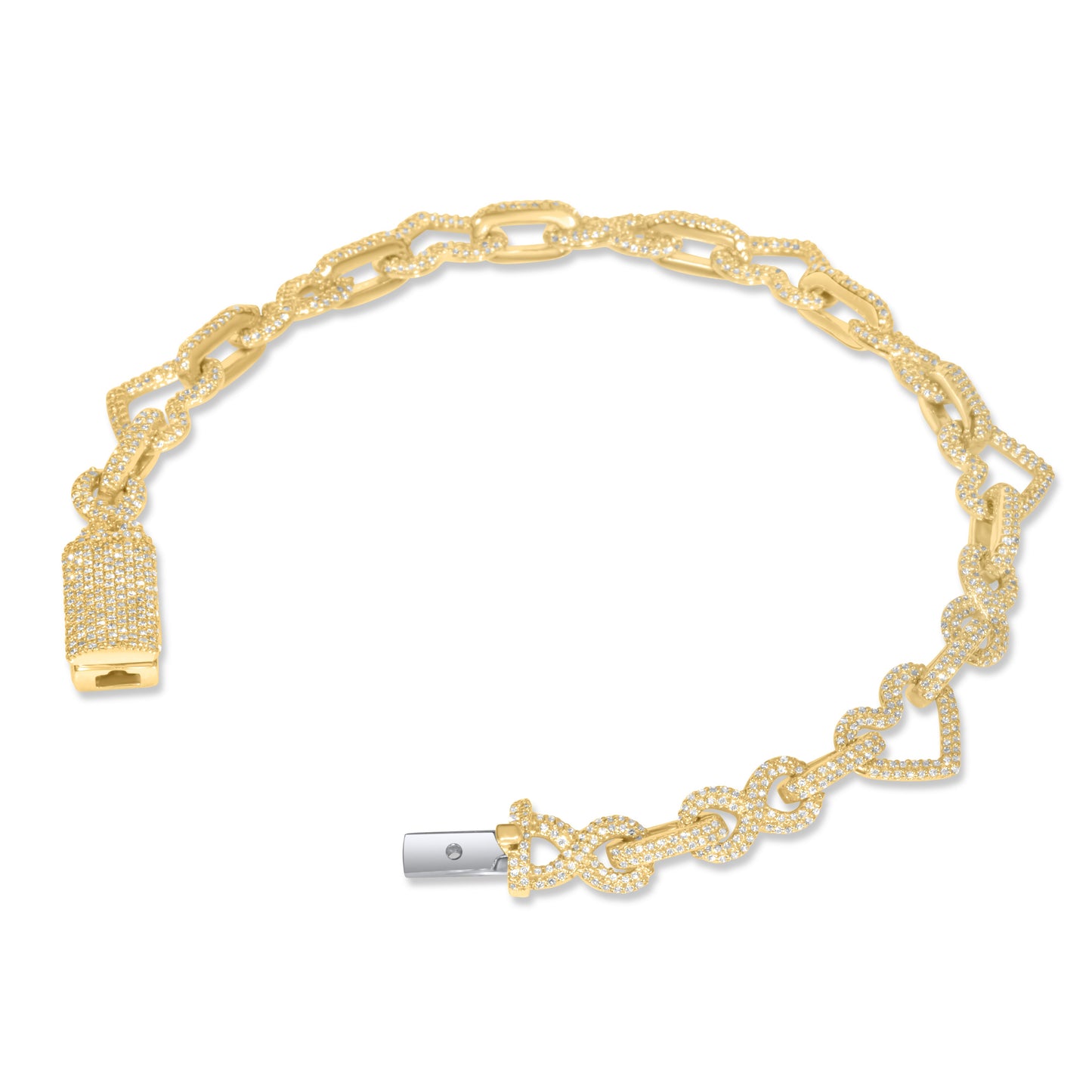 10k Yellow Gold Diamond Heart Bracelet 1.81 ctw