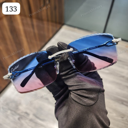 Two Tone Pink Blue Custom Lenses Moissanite Sunglasses