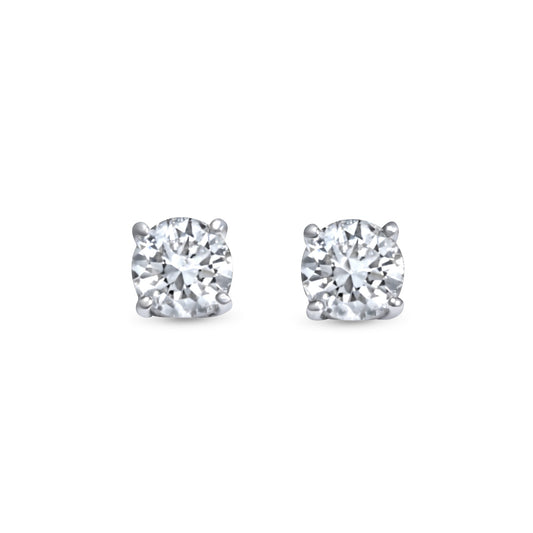 14k 40pt White Gold Round Stud Earrings 0.83 ctw