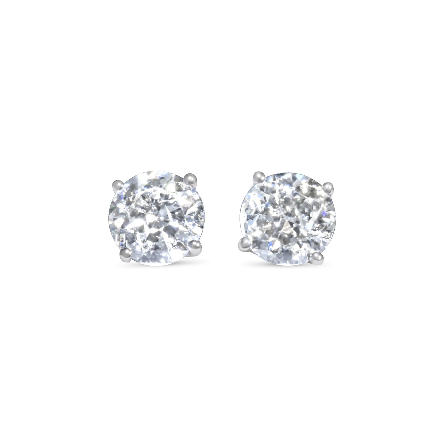 14k 50pt White Gold Round Stud Earrings 1.03 ctw