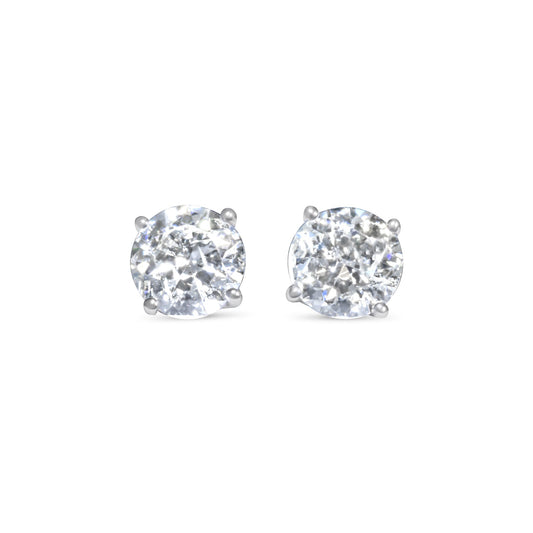 14k 50pt White Gold Round Stud Earrings 1.03 ctw