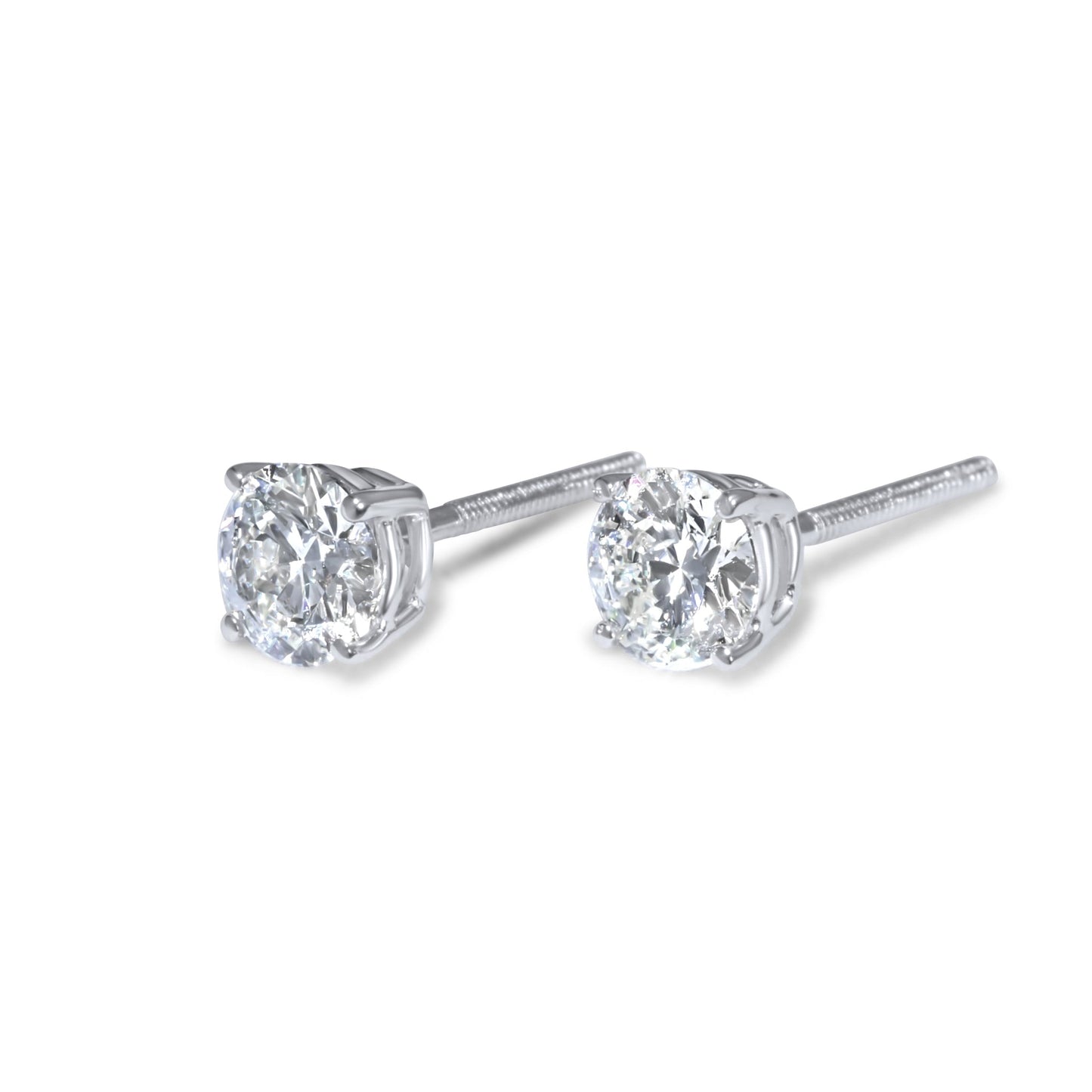 14k 50pt White Gold Round Stud Earrings 1.03 ctw
