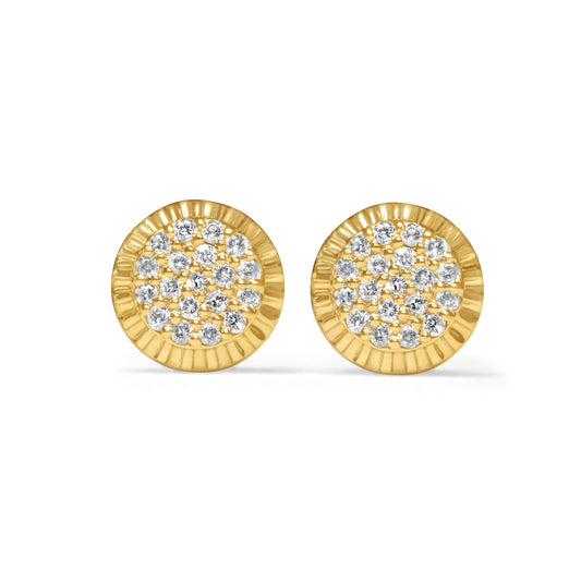 14k Solid Gold Round with Fluted Bezel Diamond Earring 0.26ctw