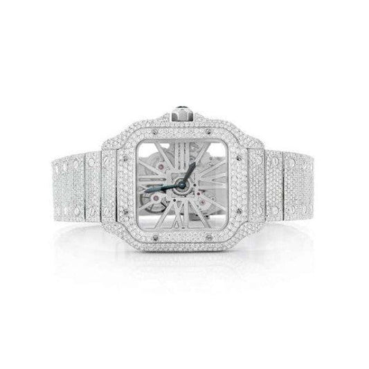 Skeleton Full White Moissanite Luxury Watch For Men's