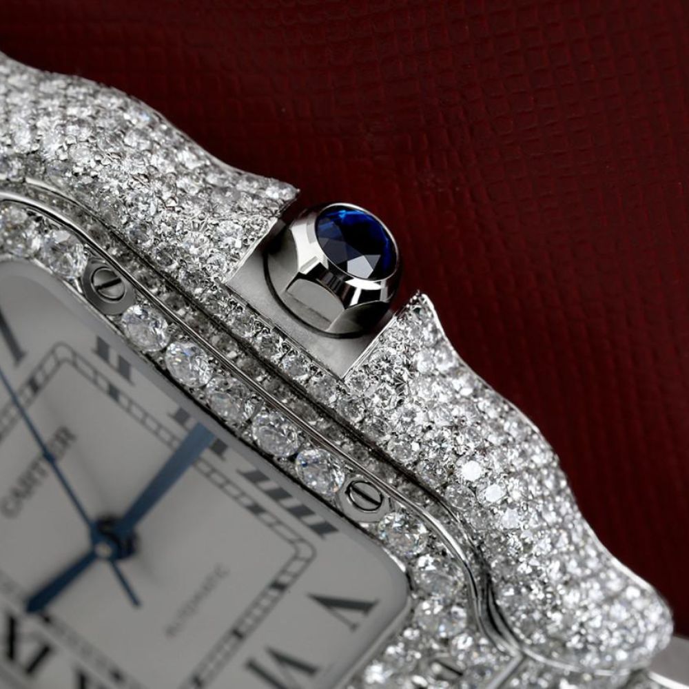White Color Dial Fully Iced Out Moissanite Watch