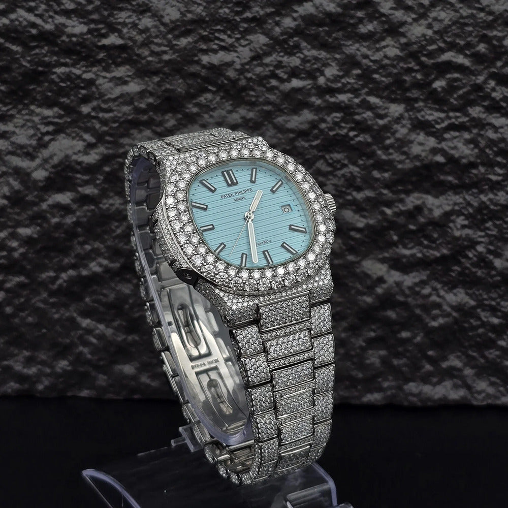 Trendy Style Full Moissanite Diamond Automatic Watch