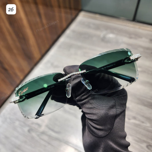 VVS D Moissanite Green Frame Hip Hop Men Sunglasses
