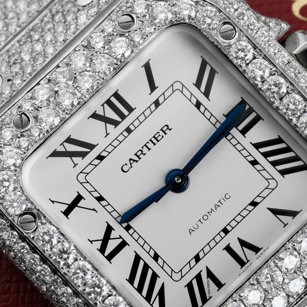 White Color Dial Fully Iced Out Moissanite Watch