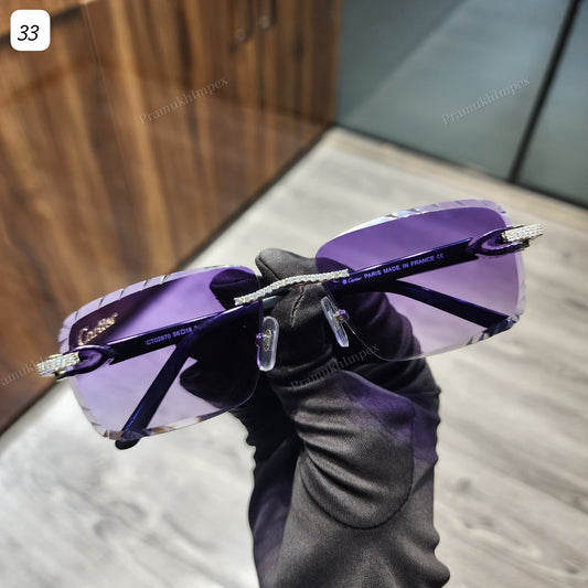 Trendy Purple Lens Moissanite Hip Hop Sunglasses