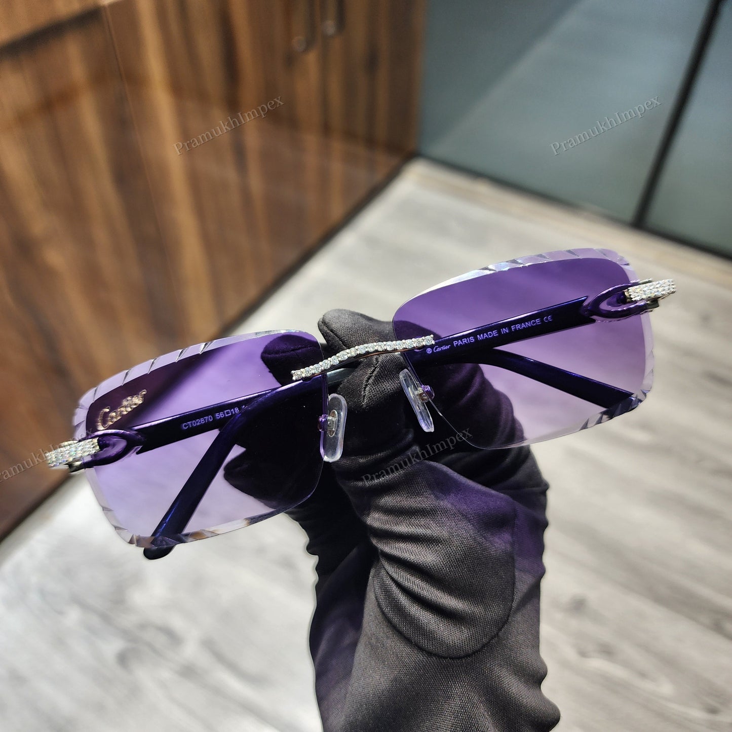 Trendy Purple Lens Moissanite Hip Hop Sunglasses
